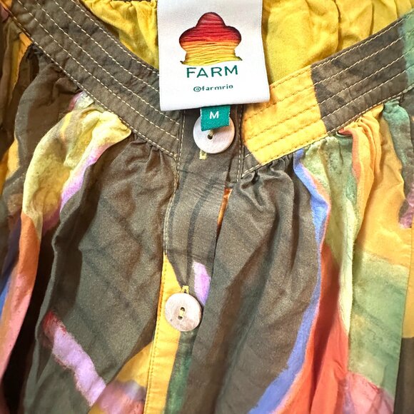 Farm Rio Yellow Garden Mini Dress Trapeze - Picture 2 of 9